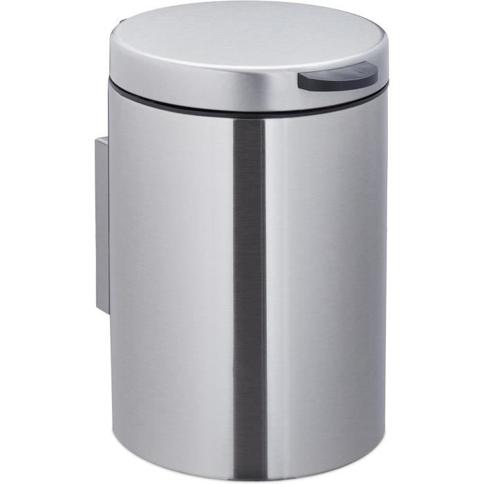 Poubelle Salle De Bain 5L Angulaire YourCasa – Acier Inoxydable Anthracite, Couvercle Fermeture Douce & Pédale