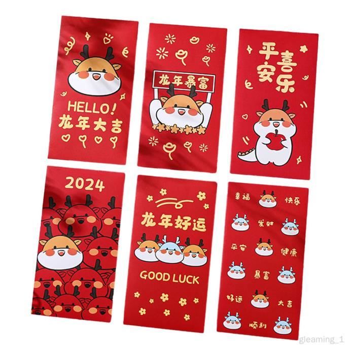 48 Enveloppes Rouges Du Nouvel An Vietnamien - 6 Styles Année Du Cheval, 16.2x9.2cm, Pour Cadeaux & Traditions