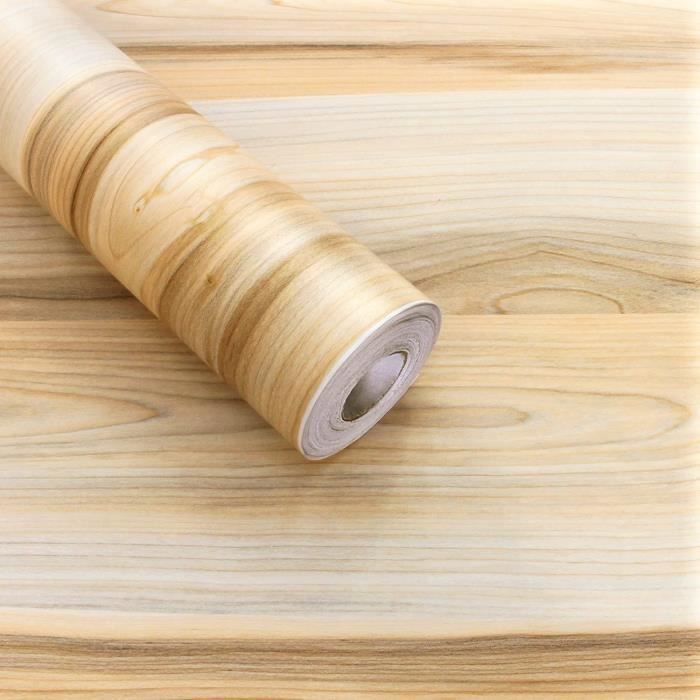 Yangfix Papier Peint Adhésif Vinyle Effet Bois Gris/blanc - 44,5cm X 5m - Décor Recto/verso Pour Meubles, Portes, Murs