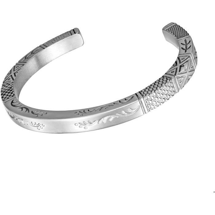 Bracelet Homme Chaîne Gourmette En Acier Inox 316L Plaqué Or Blanc 18 Carats - Style Royal & Hip Hop - Étanche