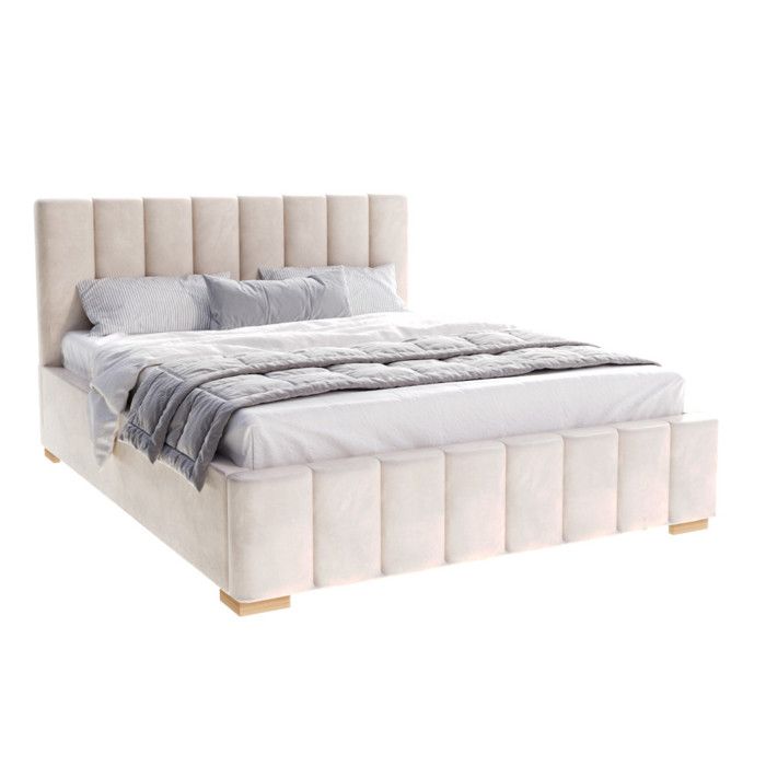 Lit Coffre Anton 120 x 200 cm avec sommier à lattes relevable Crème Lit Coffre Anton 120 x 200 cm avec sommier à lattes relevable Crème