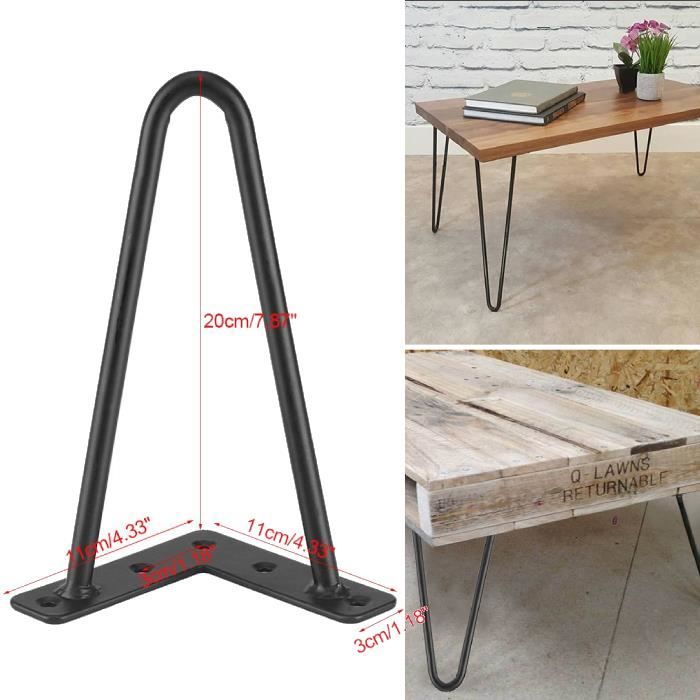 Lot De 4 Pieds De Table Modernes En épingle à Cheveux En Métal Avec 2 Tiges Pour Table Basse, Banc, Chaise, Bureau, 35 Cm, Doré Avec Vis Et Pieds De