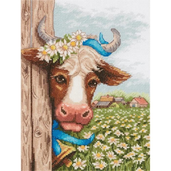 Diamond Painting Par Numéros Kits Vache Animale,5D DIY Diamant Peinture Complet Cristal Strass Broderie Point De Croix Mosaïque Toile Art Crafts Salon Chambre Décor Murale Cadeau Square Drill,50x70cm