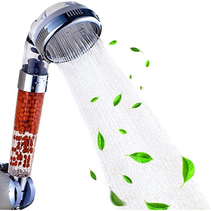 Pommeau De Douche Avec Filtre Economie Deau, 3+1 Types De Jets Douchette Douche Salle De Bain Avec Bouton D'arrêt D'eau,avec Tuyau1.5M Et Support | Leroy Merlin