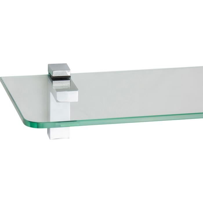 Étagère Murale En Verre 6mm Ib Style - Dimensions 40x15 Cm - Inclut 2 Clips TRIANGOLO Inox - Design Moderne Et élégant