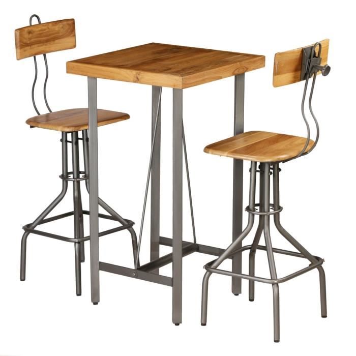 Ensemble Table et chaises de bar 3 pcs 1 Table et 2 Chaises L 60 x 41