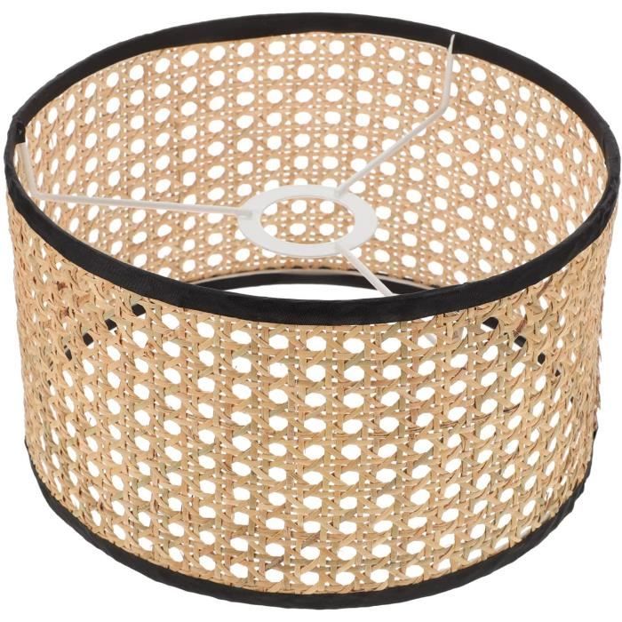 Abat-jour En Rotin Tissé Main - Diamètre 16 Cm, Hauteur 12 Cm, Compatible Douille E27/E14, Style Nature