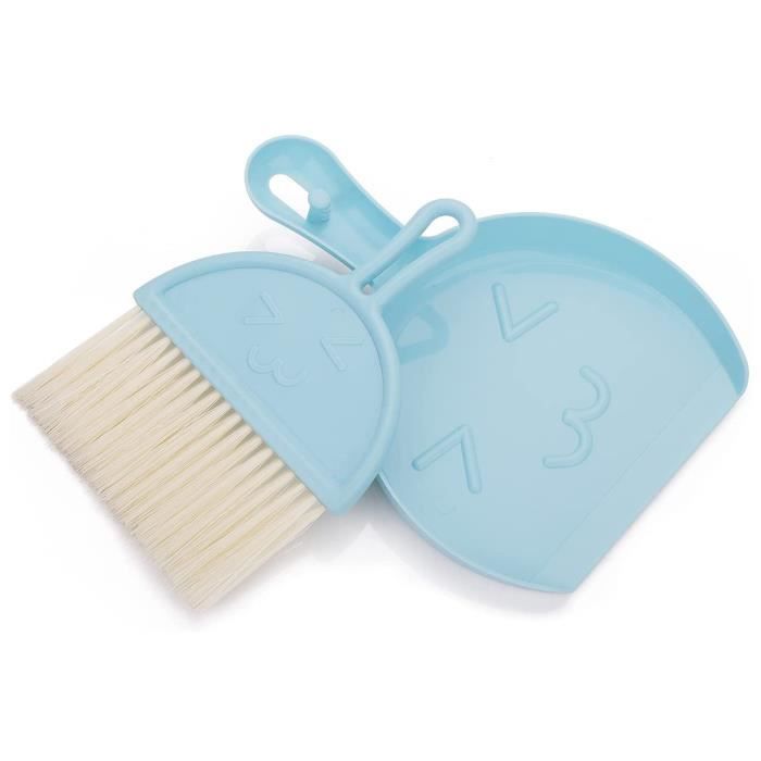York Ensemble Balayette Et Pelle Avec Poils Caoutchouc - Nettoyage Cheveux Poussière - Gris Bleu