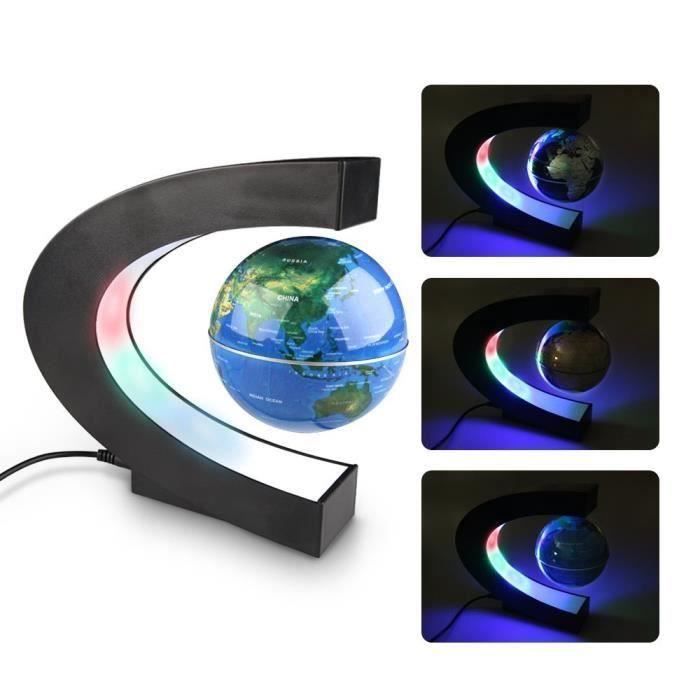 Globe Terrestre Lévitation Magnétique 15 Cm – Tournant Avec LED Multicolores, Anti-Gravité, Cadeau Éducatif & Déco High-Tech