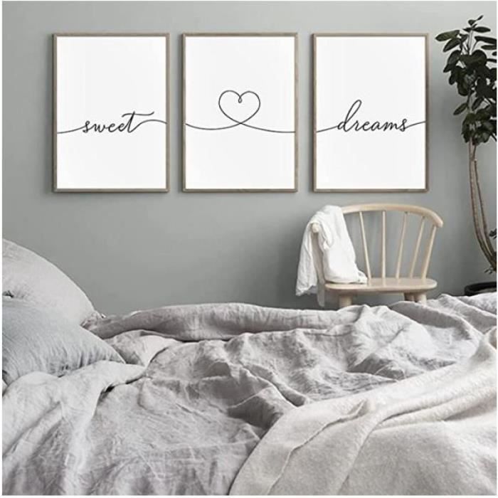 Set De 3 Affiches Citation Salon 30x40cm Amoureux Noir Blanc Calligraphie Chambre Adulte Peinture Tableau Deco Moderne Sans Cadre Cdiscount Maison