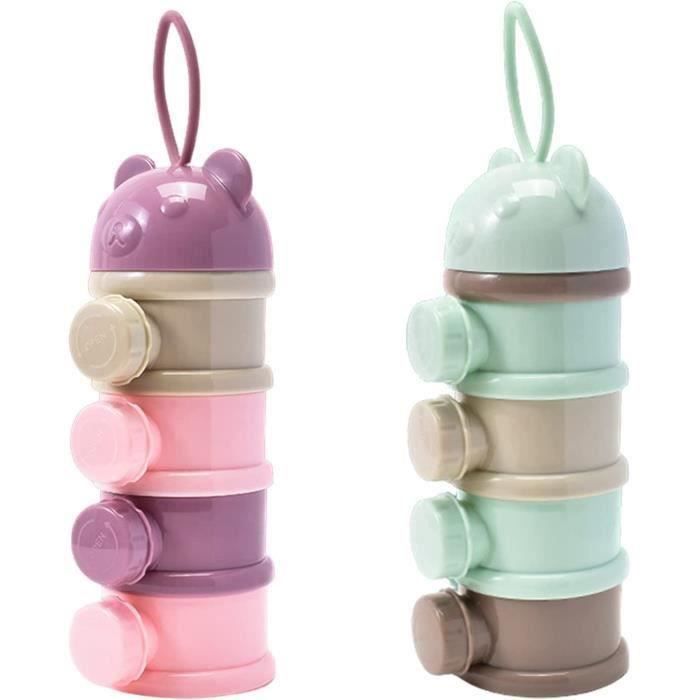 Boîtes Doseuses Lait Bébé HENGBIRD - 2x4 Compartiments + Cuillère 5g - Rose Et Bleu