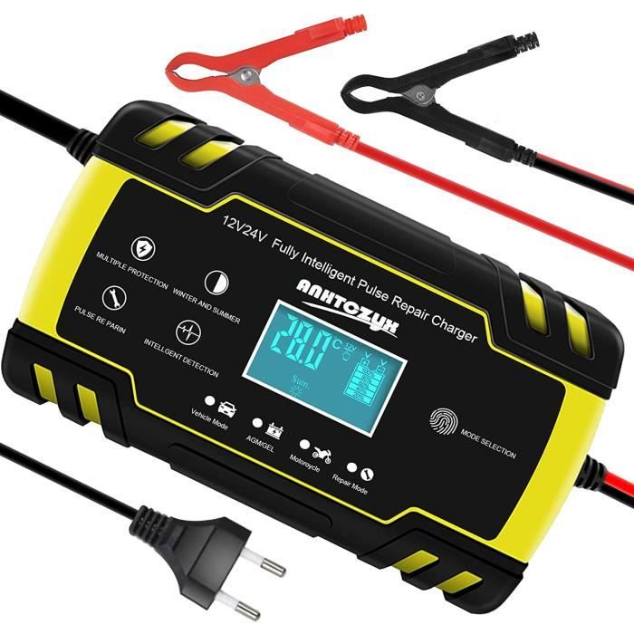 Chargeur Batterie Intelligent 12V/24V 10A – écran Tactile, 11 Sécurités, Husgw