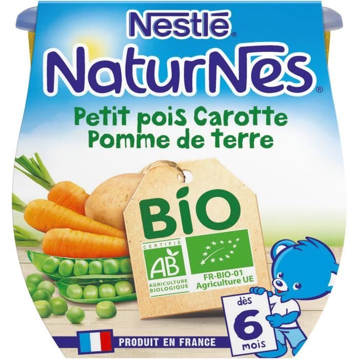 Nestle Naturnes Bio Petit Pois Carotte Pomme De Terre 2x130 G Des 6 Mois Achat Vente Legumes Cuisines Nestle Naturnes Bio Petit Pois Carotte Pomme De Terre 2x130 G