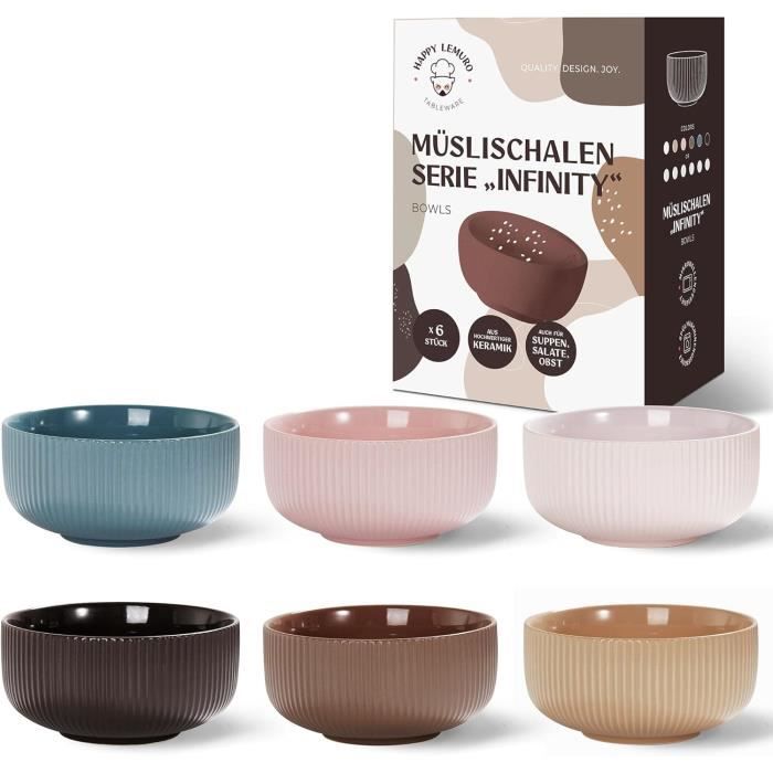Lot De 4 Bols à Céréales 700ml En Céramique - 15 Cm - Micro-ondes Et Lave-vaisselle - Salade Soupe