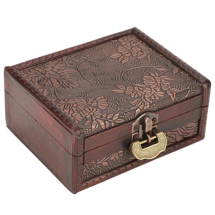 Boîte à Bijoux Vintage En Bois Avec Cadenas à Code - Coffret Sécurisé 9x5.5x5 Cm - Rangement Élégant Pour Collier, Bague, Boucle D'Oreille