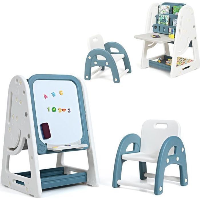 COSTWAY Chevalet pour Enfant avec 5 Marqueurs -16 Aimants -1 Effaceur Réglable en Hauteur 73-86