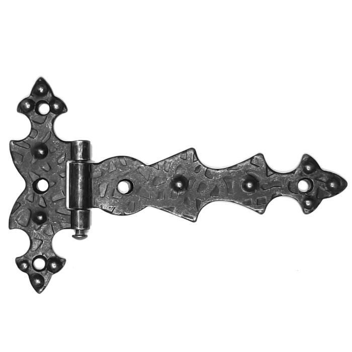 Charnière plate - Vintage - 70x105mm - Fer forgé noir - Style rétro - 5 trous de fixation