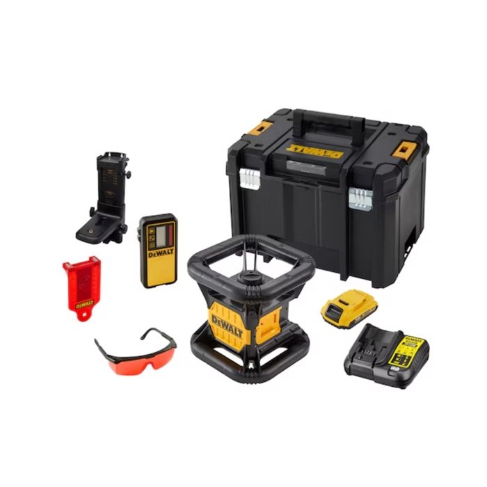DeWalt Niveau laser rotatif 18V avec c et accessoires - DCE074D1R