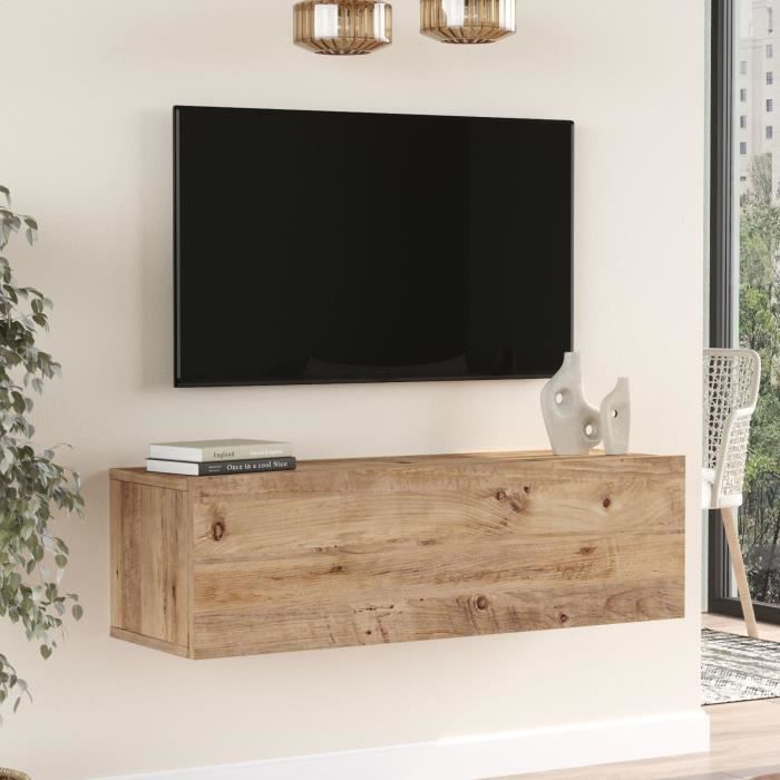Meuble TV - EN.CASA - Lapinlahti - Bois - Porte - Effet bois de pin