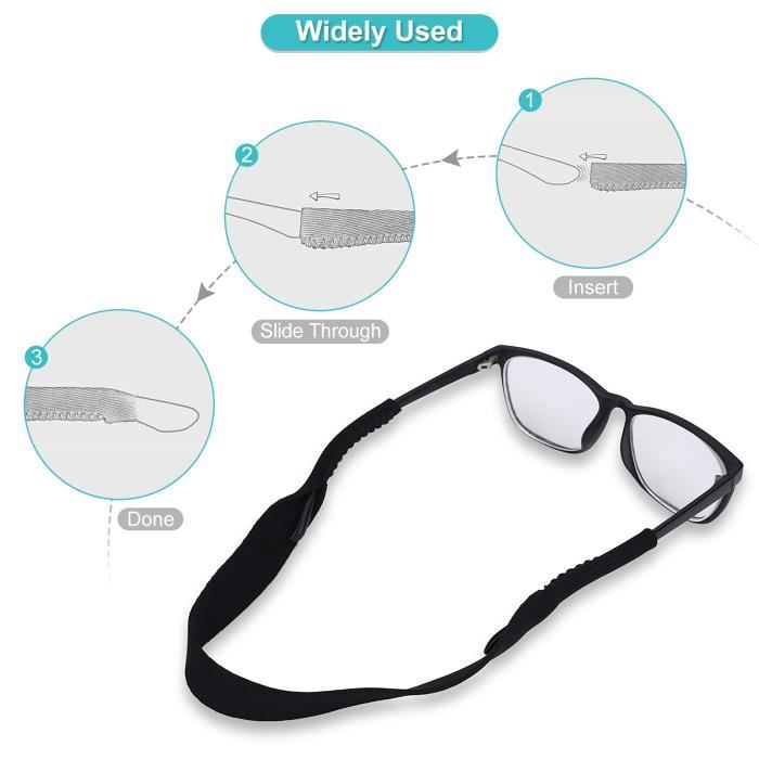 Cordon de lunettes 5 pièces lunettes de sport élastique cou sangle
