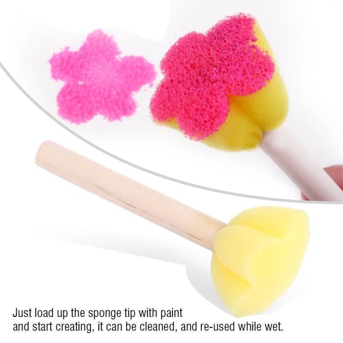 OFKPO Kit de Peinture pour Enfants, Brosses de Peinture Ensemble de Brosse à Éponge avec Palette et Tablier, DIY Outils de Peinture d'apprentissage Précoce d'Enfant