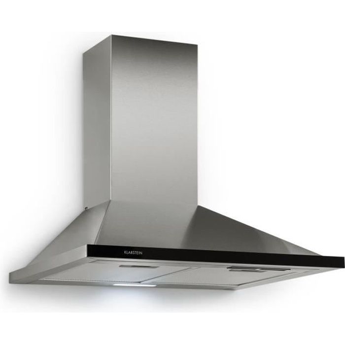 Klarstein Galina Hotte murale aspirante décorative 60cm - Extraction ou recyclage 350 m³/ h - éclairage LED - Design inox & verre