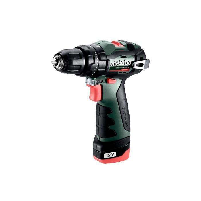 Metabo Perceuse à percussion sans fil - PowerMaxx - SB BL - 12V - 2 x 2 0 Ah - Mandrin 13 mm