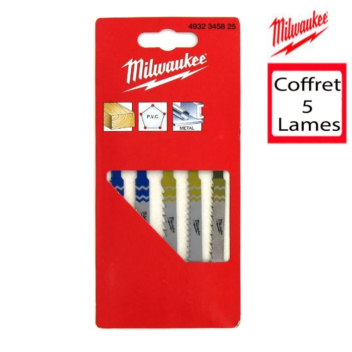 Pack de 5 lames scie sauteuse MILWAUKEE métalboisPVC 4932345825 - vue 2