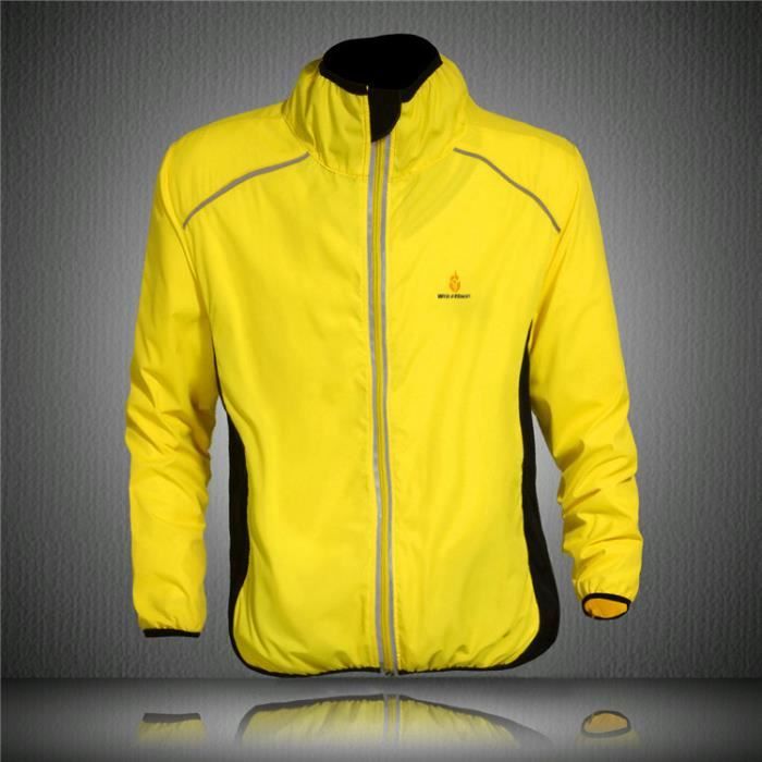 Veste de vélo Homme respirant protégeant du vent. maillot cycliste manche longue.Jaune