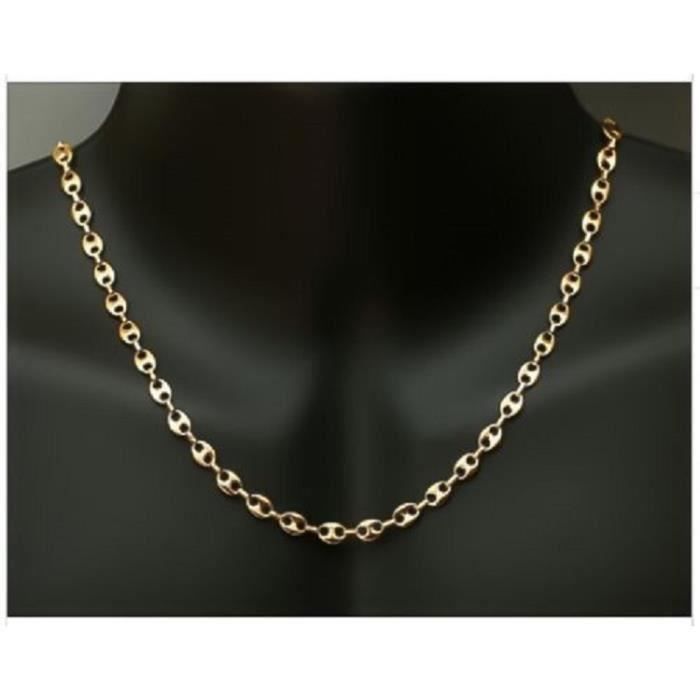 Chaîne ou Bracelet - BIJOUXIA - Grain de Café - Plaqué or 18 CARATS - Longueur au choix - 6MM
