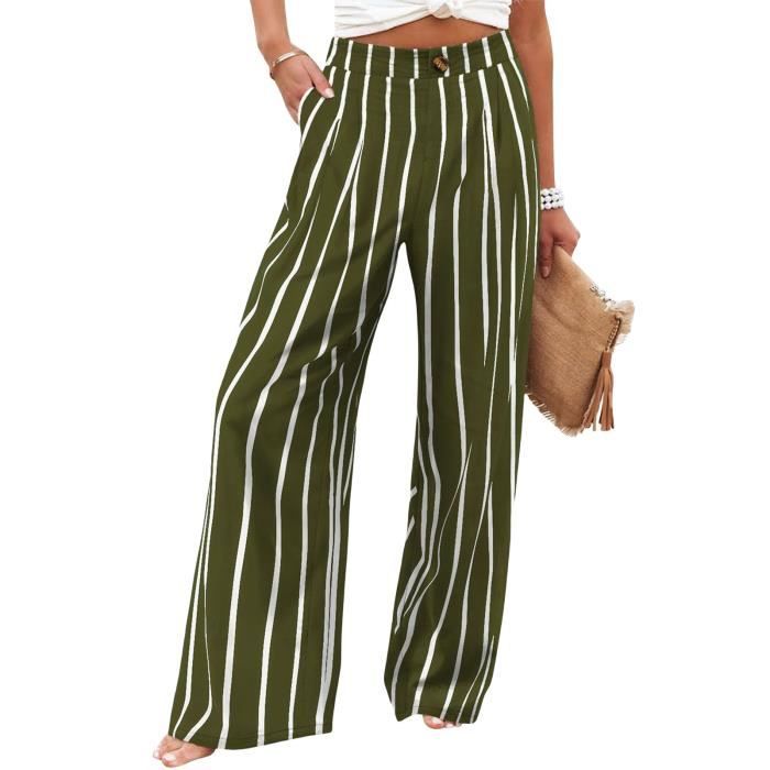 Pantalon Femme Mousseline Plissé - Jambe Large, Droit, Dégradé, Extensible, Neuf Avec Étiquettes