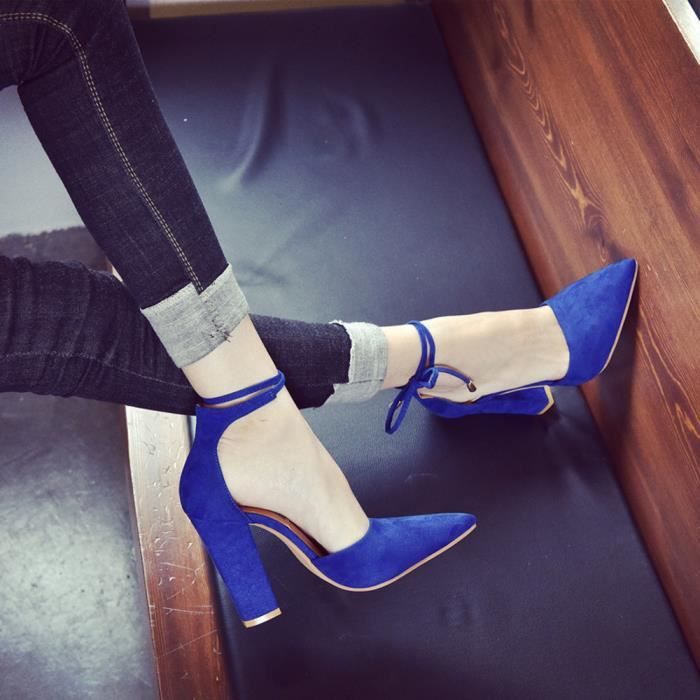 Femme Stiletto Noir Slip-on Low Mi Talon Haut Bureau Casual court Smart Chaussures