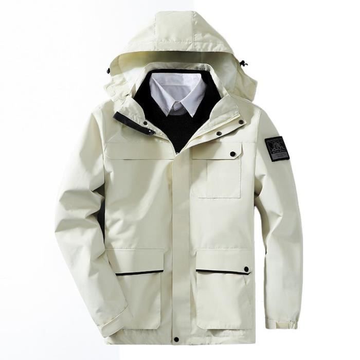 Veste Exterieur Hiver Imperm?�able Homme ?� Capuche 3 en 1 Doubl?� Polaire Coupe-vent Chaude 