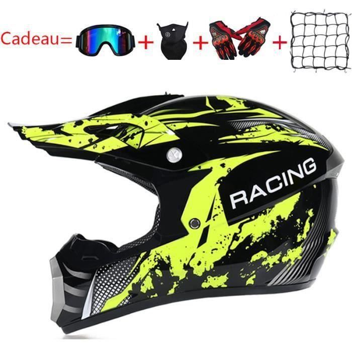 Casque Moto Enfant Casque Motocross Intégral Unisexe - Kit Complet Avec Lunettes Et Gants Casque Vtt Descente