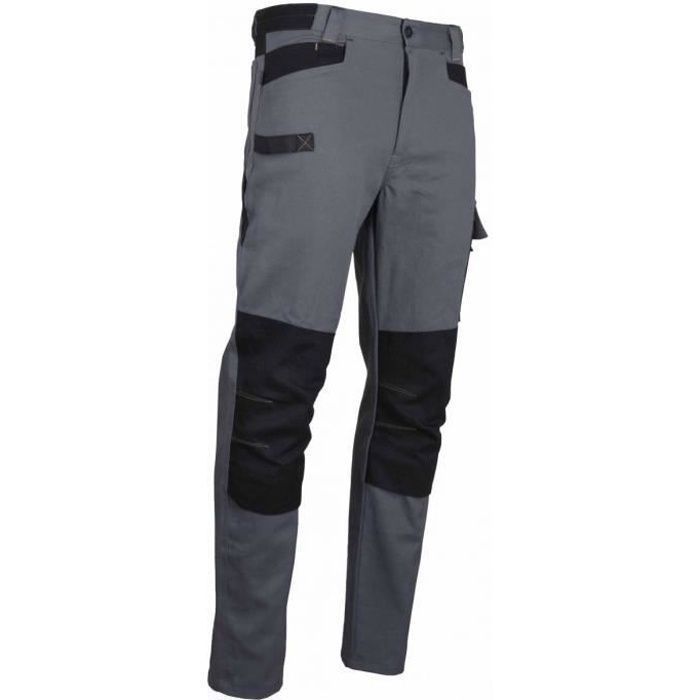 Pantalon de travail PONCE avec poches genouillères 100% coton Gris