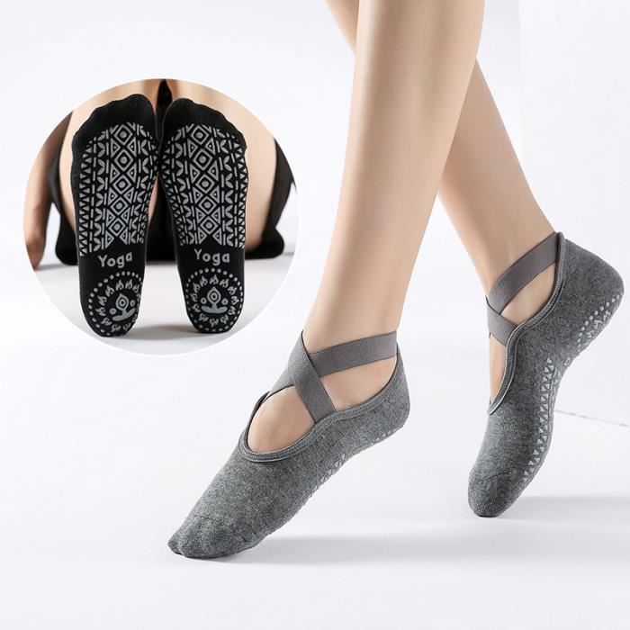 Chaussettes Yoga Antidérapantes - Marque - Noir/Gris - Fitness/Ballet/Pilates