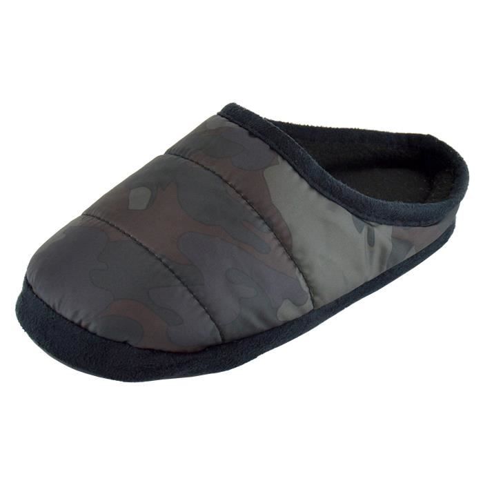 Chaussons Universal Textiles Camouflage Matelassé Semelles  Antidérapantes Enfant Mixte Gris