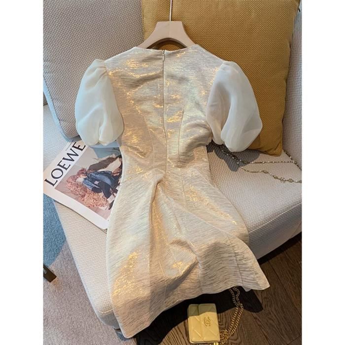 Robe Longue Fleurie Vintage Jaune à Manches Bouffantes Et Fente Latérale | Tendance Fleurie