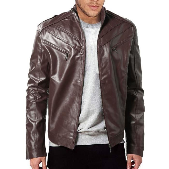 Blazer Slim Homme à Manches Longues - Col Montant - En Coton - Automne - Grande Taille - Style Décontracté Chic