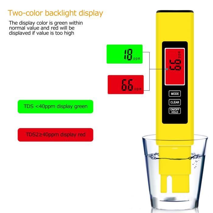 Testeur D'eau Numérique TDS 4 En 1 - Mesure TDS, EC, Température °C/°F - 0-9990 Ppm - Pour Eau Potable, Aquarium, Piscine