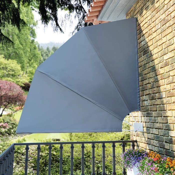 Auvent latéral-Protection de l'ombre voiles d'ombrage pliable de balcon Gris 210 x 210 cm