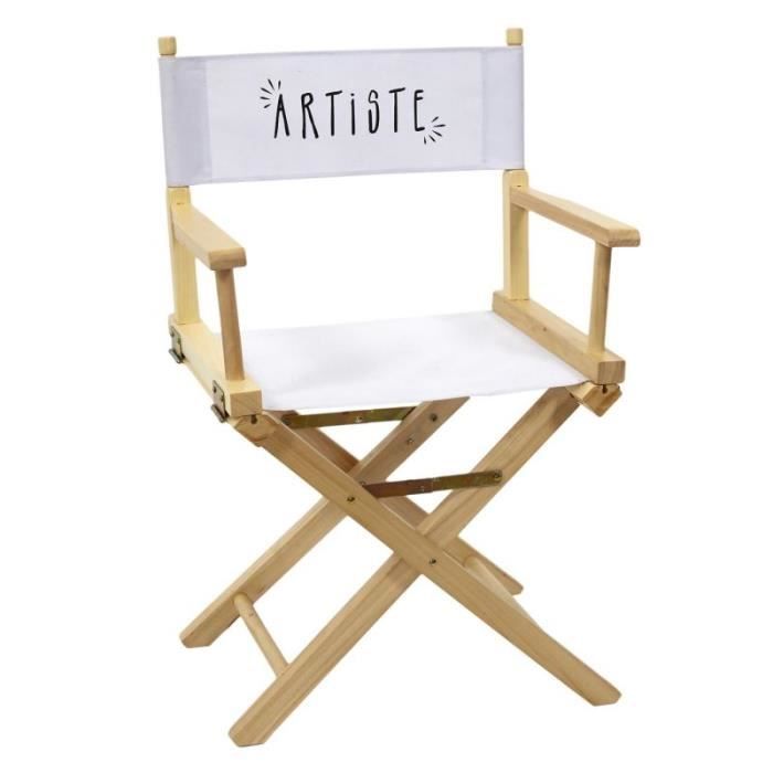 chaise de bureau "artiste" 83cm blanc & naturel - paris prix