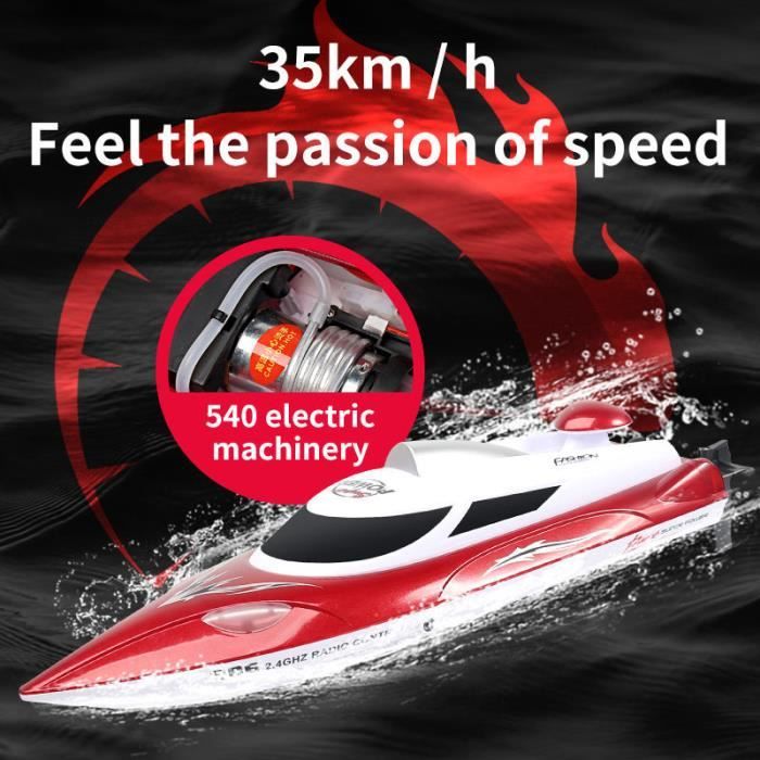 Mini Bateau RC électrique étanche – Télécommande 20-30 M, Vitesse Rapide, Pour Piscine Ou Lac – Rouge (piles Non Incluses)