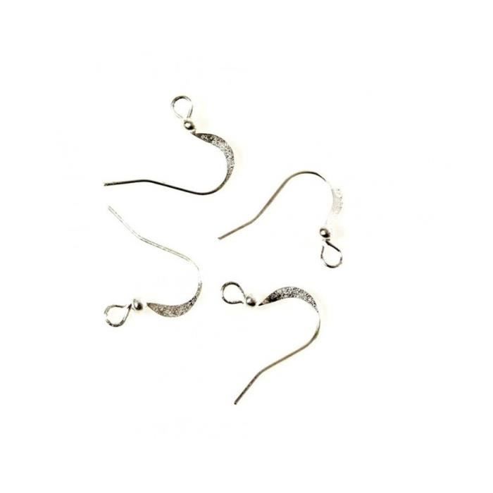 Accessoires création crochets boucle doreille attache 15 mm (5 pièces) Argenté