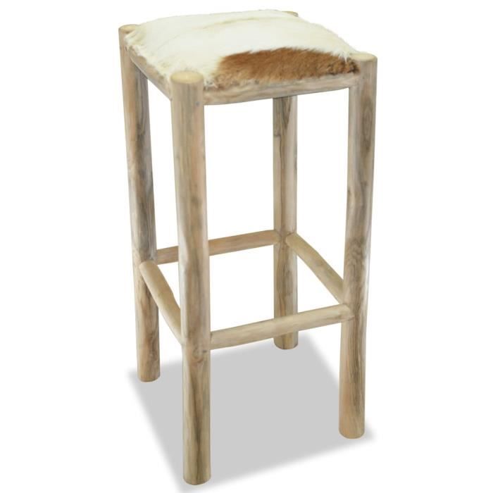 Tabouret de bar vintage en bois de teck brun AMBON | Tabourets de bar