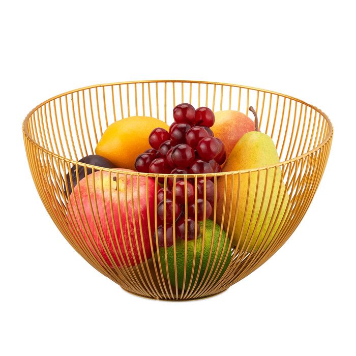 Corbeille à Fruits En Métal Doré – Design Moderne (14 X 25 Cm) Pour Cuisine Ou Salle à Manger