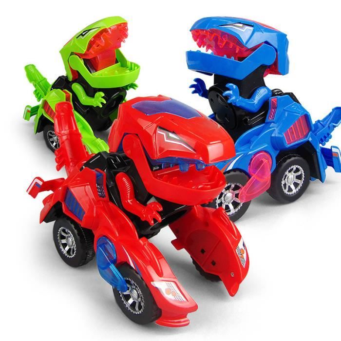 grand cadeau pour les enfants couleurs aléatoires voiture de dinosaure électrique jouet universel roue robot de transformation véhicule avec des sons sons transformation voiture dinosaure conduit 