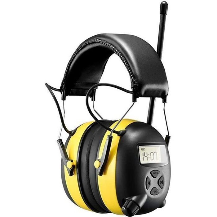 Jaune Électronique anti-bruit oreillettes casques protecteurs auditifs oreillettes radios AM/FM numériques stéréo protection M50048