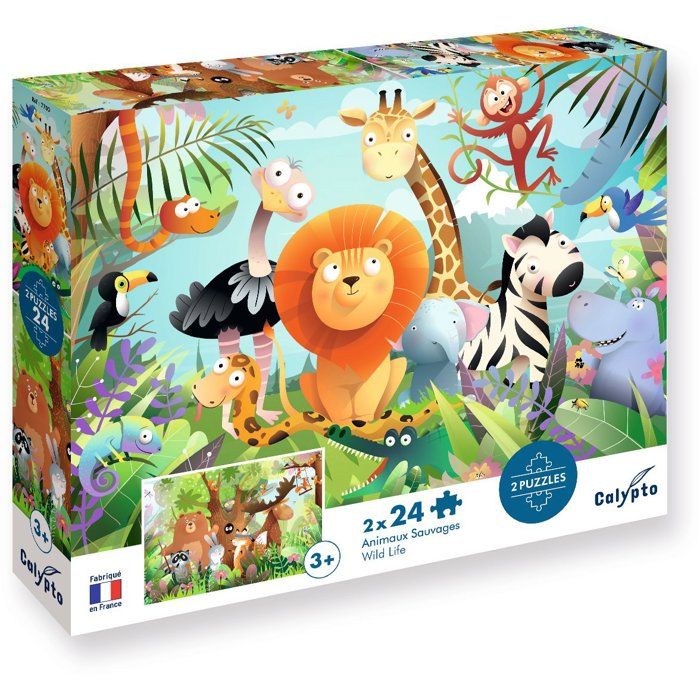 Puzzles SentoSphère Animaux Sauvages 2 x 24 pièces - vue 2