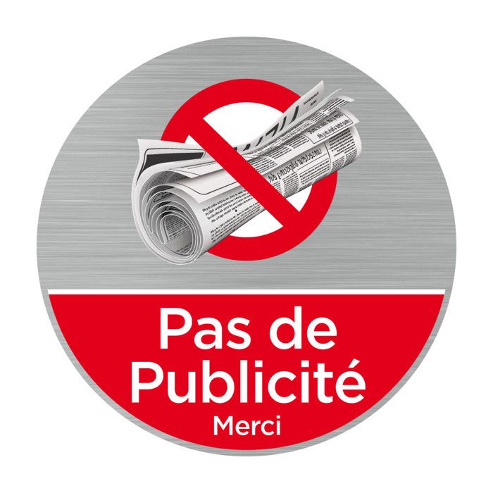 Plaque De Porte Pas De Publicité SVP (texte) - Aluminium Brosse